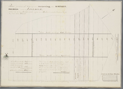 A-2674 Ruw provisioneel ontwerp van verkaveling, des Schinkel polders onder Aalsmeer : naar de oude Holl..., circa 1817