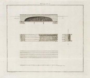 A-2793 [Zij- en bovenaanzichten van geprojecteerde bruggen bij de nieuwe uitwatering te Katwijk aan Zee], 1804