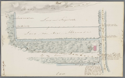 A-2818 [Kaart van enige percelen land ten zuiden van de Zeestraat in Noordwijk], 1841