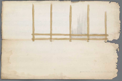A-2826 [Vooraanzicht van paalwerk langs de oever van het Braassemermeer onder Rijnsaterwoude], circa 1661
