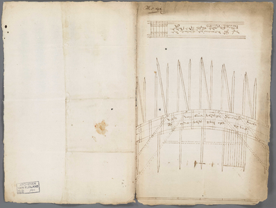 A-2842 [Aanzichttekeningen van een dam en een damwand voor de Grote Sluis te Spaarndam], 1604
