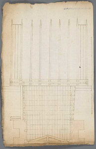 A-2843 [Aanzichttekening van een houten vloer en een drempel met heipalen voor de Grote Sluis te Spaarndam], 1604
