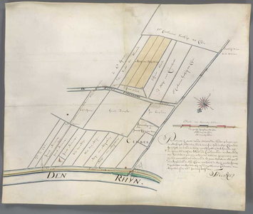 A-2894 Pertinente Caerte vande Situatie der landen gelegen aen den Rijndijck, oude vliet, ende de verver..., 1702