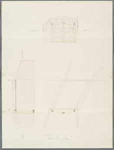 A-2975 [Voor-, zij- en bovenaanzicht van de Korte Wateringsluis], 1837
