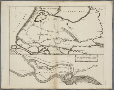 A-3247 Figurative kaart vande situatie van Gelderland, Holland, Uytrecht en Over Yzel, ten regarde van z..., 1744