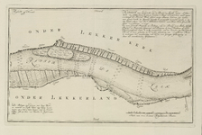 A-3250 Kaart van een gedeelte van de rivier de Leck, onder Lekkerkerk en Lekkerland, boven en beneden 't..., 1766