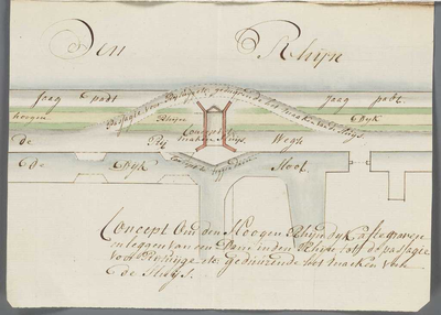 A-3260 Concept om den Hoogen Rijndijk af te graven en leggen van een dam in den Rhijn tot de passagie vo..., 1774