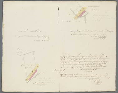 A-3563 [Uittreksels uit het kadaster van twee percelen land onder Oegstgeest met weergave van de spoorwe..., 1842
