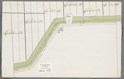 A-3789 [Kaart van een gedeelte van de Drooggemaakte Grote polder gelegen langs de Stompwijkseweg onder S..., 1773