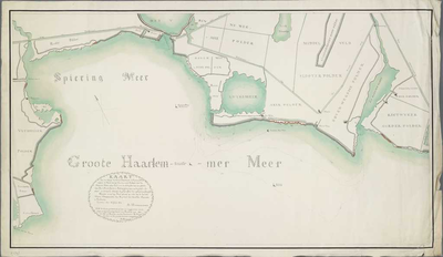 A-3896 Kaart van de oevers der Groote Haarlemmer en Spiering meren tusschen de mond van het Sparen en he..., 1817
