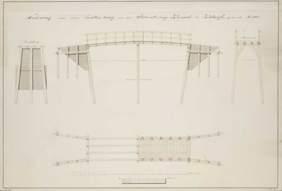 A-3960 Teekening van eenen houten brug over het Uitwaterings kanaal te Katwijk, gebouwd anno 1806, 1806