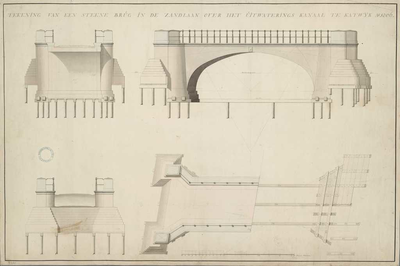 A-3961 Tekening van een steene brug in de Zandlaan over het Uitwaterings kanaal te Katwijk anno 1806, 1806