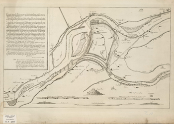 A-4716 Caarte vande rivieren ontrent Schenkenschans met de geconcipieerde doorsnydinge over 't Spijk doo..., 1699
