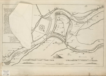 A-4717 Caarte vande rivieren ontrent Schenkenschans met de geconcipieerde doorsnydinge over 't Spijk doo..., 1699