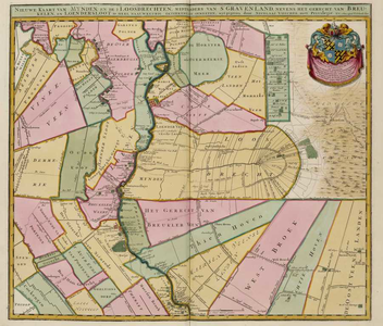 A-4891 Nieuwe kaart van Mynden, en de 2 Loosdrechten, midtsgaders van s'Gravenland, nevens het gerecht v..., circa 1750