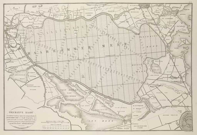 A-5046 Figuratieve kaart voorstellende hoedanig volgens het nevensgaande plan, de Haarlemmer Meer na des..., circa 1820