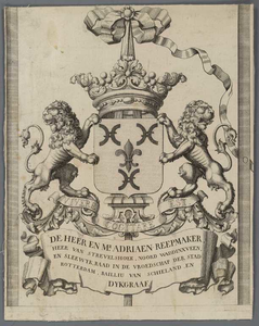 A-5192 Het Hooge Heemraedt schap van Schielandt : [Wapenblad 3], 1765