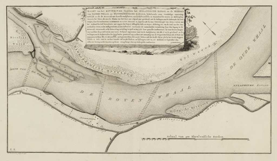A-5273 Kaart van het rivier-vak tusschen het Bylandsche Kanaal en de monden van Neder-Whaal en Pannerden..., 1798