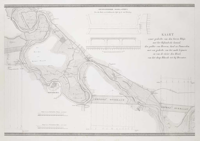 A-5367 Kaart eener gedeelte van den boven Rhijn met het Bijlandsche kanaal, den polder van Herwen, Aard ..., 1827-1828