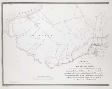 A-5375 Kaart van de situatie der Grebbe Linie, strekkende van de rivier de Waal, omtrent het dorp Doodew..., 1827-1828
