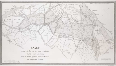 A-5379 Kaart eener gedeelte van het oude en nieuwe land van Altena, met de buiten polders, waarden, gors..., 1827-1828