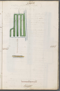 A-5448 [Kaart uit een kaartenboek, bevattende 14 kaarten van percelen van de Grote en Kleine polders te ..., 1677