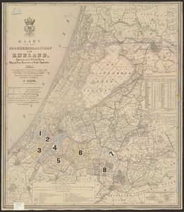 B-0007 Kaart van het hoogheemraadschap van Rijnland, 1855, met aantekeningen, 1899