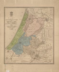 B-0009 Kaart van het hoogheemraadschap van Rijnland, 1855, met aantekeningen, ca. 1904