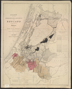 B-0022b Kaart van het hoogheemraadschap van Rijnland aanwijzende de polders en de diepte van hun zomer ..., ca. 1867