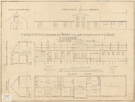 B-0078 Teekening van een gebouw voor 4 woningen en werkplaats te Halfwege, 1862