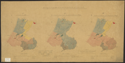 B-0129 Kaart voorstelling van de oppervlakte die door ieder der stoomgemalen in Rijnland kunnen worden bema, 1881
