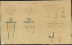 B-0166 Detailtekening stoompotten (aan de cilinder) stoommachine stoomgemaal te Gouda, 1857