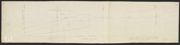 B-0172 Detailtekening berekening werking luchtpompbalans stoommachine stoomgemaal te Gouda, 1857