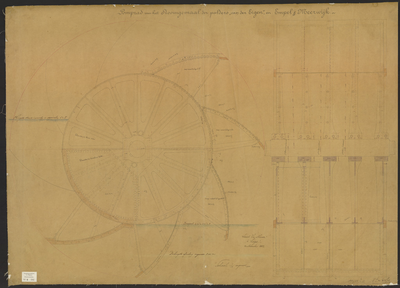 B-0592 Tekening van het pomprad van het stoomgemaal van de polders Van der Eigen en Empel en Meerwijk, 1882