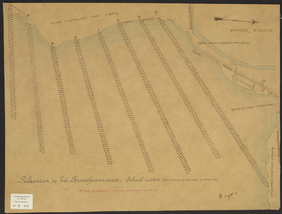 B-0631 Kaart van de situatie van 8 peilraaien in het Braassemermeer, 1885
