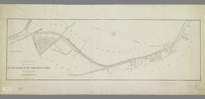 B-0705_01 Teekening der verbreeding van de rivier de Rijn en het Additioneel Kanaal, 1870