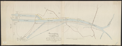 B-0710 Situatietekening van het Katwijksche uitwateringskanaal met ontwerp nieuwe uitwatering en haven bij , 1876