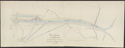 B-0712 Situatietekening van het Katwijksche uitwateringskanaal met ontwerp nieuwe uitwatering en haven bij , 1876
