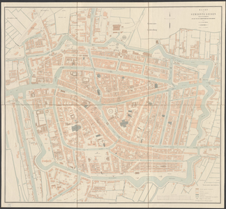 B-1554 Kaart de gemeente Leiden , circa 1910