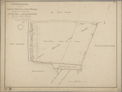 P-0094 Schetsteekening van den Groote Heiligen Geest polder gelegen in de gemeenten Leymuiden en Rynsate..., 1864