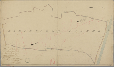 P-0127 [Grenskaart van de polder Kamphuizen], circa 1858