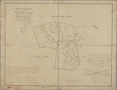 P-0238 Schetsteekening van den Pesthuis polder gelegen onder de gemeente Oegstgeest [en Leiden], 1869; bijgewerkt circa ...