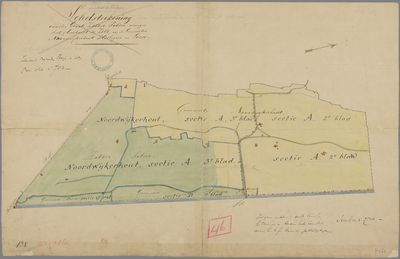 P-0361 Schetsteekening van den Groote Zilker polder vroeger het ambacht de Zilk, in de gemeenten Noordwi..., 1871
