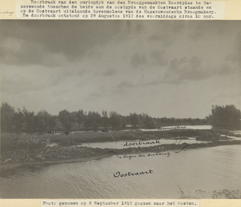 FOTO-000357 Dijkdoorbraak in de Omringdijk van de Drooggemaakte Noordplas op 29 augustus 1912, 6/9/1912