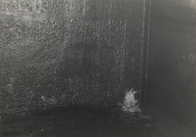 FOTO-001256 Lek in de aansluiting van de binnenkant van de schuif van de Hanepraaiduiker, zichtbaar geworden ..., circa 1981