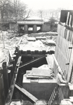 FOTO-001259 Bouw van het Hanepraaigemaal verbonden aan de Hanepraaiduiker (sluis): westkant bouwput fase 1, 27/2/1987