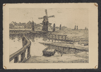 FOTO-700082 Prentbriefkaart van Harderwijk, haven met molen,