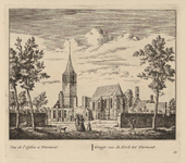 PRT-0044 Gezicht op de kerk van Warmond, 1732
