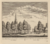PRT-0062 Gezicht op de kerk en het overblijfsel van de abdij van Rijnsburg, 1732