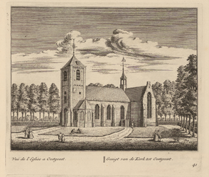 PRT-0064 Gezicht op de kerk van Oegstgeest, 1732
